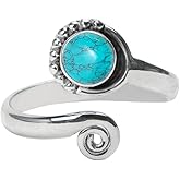 Ana Crafts Gemstone Stone Toe Ring 925 Sterling Silver Feet Body Jewellery Handame Toe Ring Gemstone Adjustable Toering For Girls Women Gift Jewellery