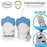 Baby Teething Mitten | Teether Mitt | BPA Free Gloves | Shower Gifts | MaBaby (Blue, 2-Pack)