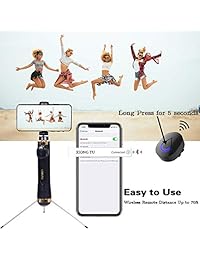 LAMJAD - Palo selfie extensible con mando a distancia inalámbrico y trípode para iPhone XS XSmax XR X 8 8P 7 7P 6s 6 5, Galaxy S9 8 7 6 Note, smartphone Android
