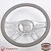 Flashpower 14'' Billet 4-slot Half Wrap 9 Bolts Steering Wheel with 2'' Dish and Horn Button (Light Grey)