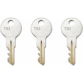 3-Pack T02 Keys Compatible with Husky Tool Box, Toolbox &amp; Tool Chest Cabinet Keys for Current Style Husky Locks, Pre-Cut to Code T01&ndash;T05