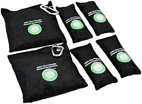 Dermomama Reusable Eco Friendly - Chemical and Fragrance Free Natural and Organic Activated Coconut Shell Charcoal Odor Bags Reusable and Made in USA Hand Filled and Hand Sewn 2 Large 4 Small