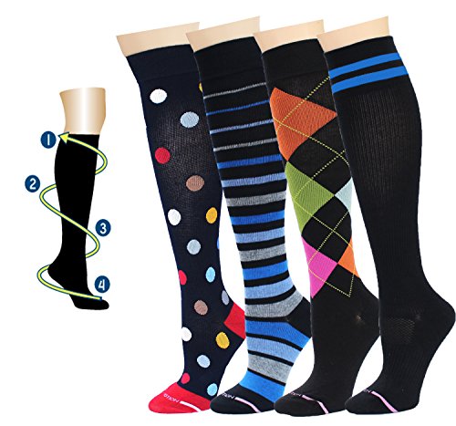 4 Pairs Dr. Motion Therapeutic Graduated Compression Women's Knee-hi Socks (WCOMP-SL29)