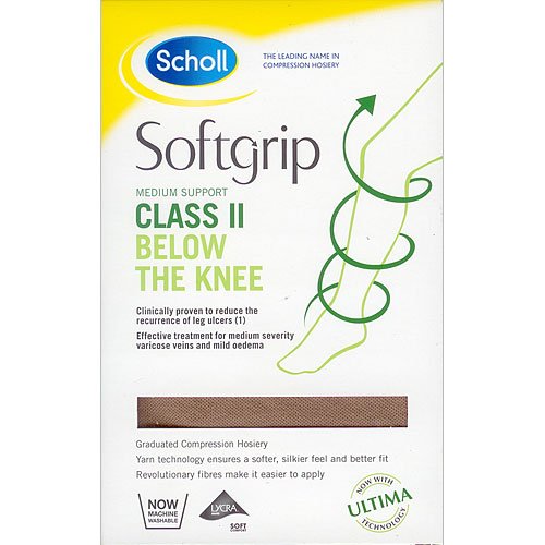 Scholl Softgrip, Medium Support, Class II Compression Stockings for Women: Below The Knee, Closed Toe - Natural, Medium. Treatment for Varicose Veins, Legs Ulcers and Improving Circulation