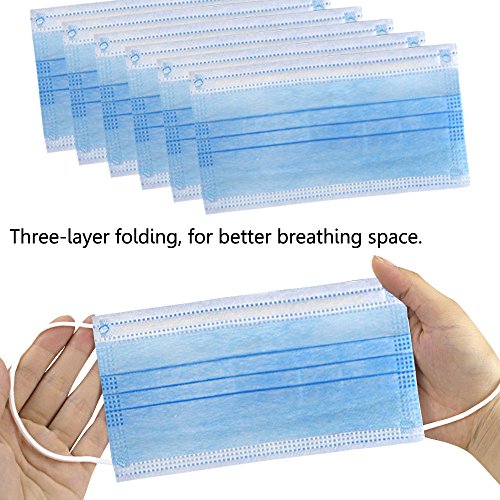 200 pcs Disposable Earloop Face MasksDental Surgical Medical for Allergy and Cough (Blue) - Thumbnail 2