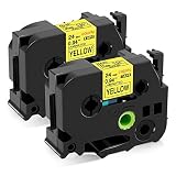 Colorty Compatible Label Tape Replacement for Brother P Touch 24mm TZe Yellow Tape TZe-651 TZe651 TZ-651 Black on Yellow Laminated for Ptouch Label Maker PT-D600 PT-P700 PT-2430PC, 1 Inch x 26.2 feet