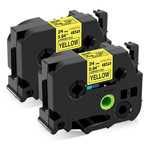 Colorty Compatible Label Tape Replacement for Brother P Touch 24mm TZe Yellow Tape TZe-651 TZe651 TZ-651 Black on Yellow Laminated for Ptouch Label Maker PT-D600 PT-P700 PT-2430PC, 1 Inch x 26.2 feet