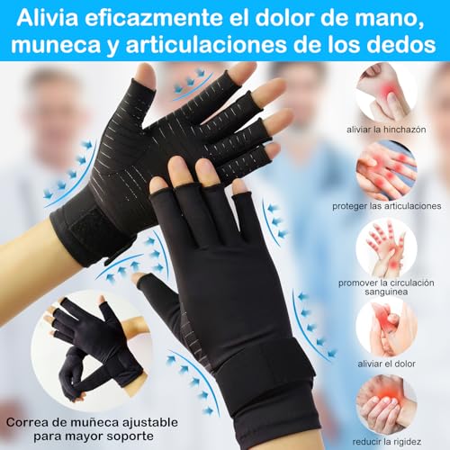 Guantes de Compresión para Artritis - Guantes de Artritis para Mujer, Reumatoide Tunel Carpiano Manos Dedos Alivia Dolores y Rigidez de Manos, Suave Arthritis Gloves para Mujere y Hombre