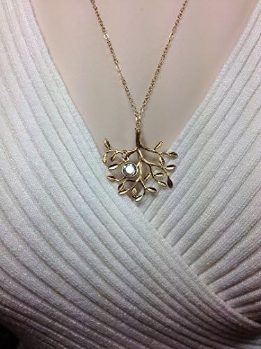 14k Gold Filled Necklace Birthstone Necklace Swarovski Chanel Charm Birthstone Pendant Tree of Life Necklace