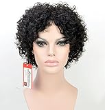 MyNiceHair--100% Pure Human Hair Short Curly Wigs for Black Women (Natural black)