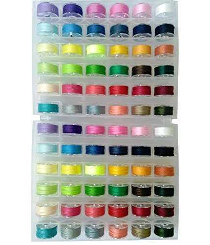 JIANZHENKEJI Sewing Machine Bobbins and Sewing Thread for Brother Janome Singer Elna Pfaff Sewing Machine,Transparent Plastic Sewing Machine Bobbin Set (72 Prewound Thread Bobbins)
