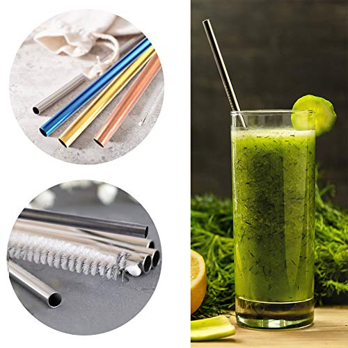 Edelstahl Strohhalm, Strohhalme Wiederverwendbar Edelstahl, 6er Set bunte Metall Strohhalm, Trinkhalme+ 2… – Bild 8