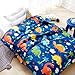 LIFEREVO Cotton Baby Toddler Blanket Spring Summer Quilt Fancy Cartoon Print Lightweight 43 x 60 Inch Blue Dinosaur