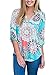 LISTONE Women's v-neck 3/4 Sleeve tops Retro floral print cuffed Sleeve casual shirt blue-XXL