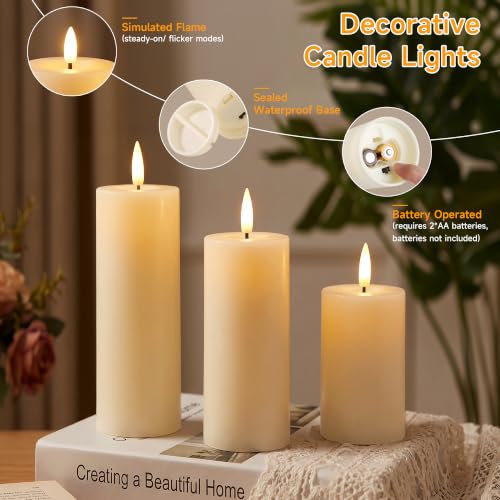 Dehobo Candele Led, Candele Led Fiamma Oscillante, IP65 (6 Pezzi), Con Timer E Telecomando (13,5/15/18cm x 5,5cm), Candela Senza Fiamma Led Ideali Per Patii, Matrimoni, Soggiorni, Halloween
