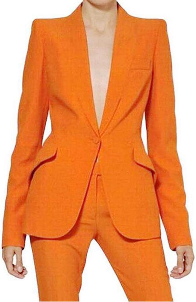 Women's Peak Lapel One Button Business Suits 2 Pieces Wedding Groom Tuxedos Formal Party Suit