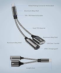 USB C OTG Adapter with Power, USB Type C Splitter