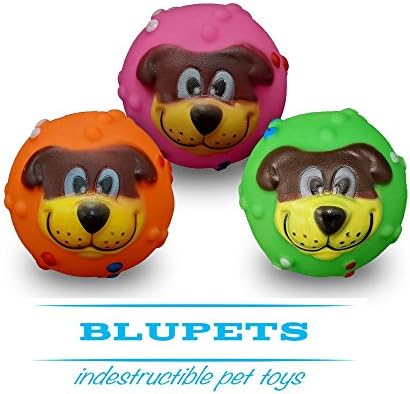 BluPets Indestructible Pet Dog Toy Balls Durable Playing Balls - Pack of 3 - Food Grade Non Toxic Rubber Dog Chewing Training Balls for Small, Medium, Large Dogs Puppies