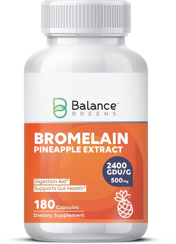 Bromelain Pineapple Extract Supplement 2,400 GDU/g 500mg 180 Capsules Supports Digestion