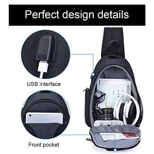 CADeN Camera Bag Sling Backpack, Camera Case Bag with USB Charging Port Compatible for DSLR/SLR