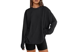 BONITEE Womens Crewneck Tshirts Trendy Long Sleeve Shirts Casual Loose Fit Pullovers Sport Winter Clothes