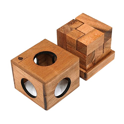 Cube Puzzle: Wooden Puzzle for Adults a Handmade 3D Brain Teaser Soma Cube from SiamMandalay