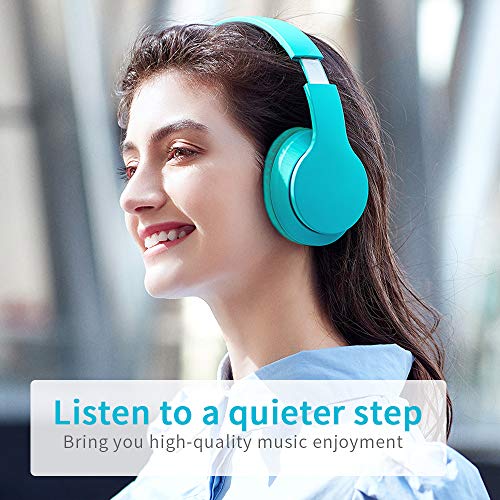 Bluetooth Headphones Over Ear, Comfortable Wireless Headphones, Rechargeable HiFi Stereo Headset, w/Wired Mode, CVC6.0 Microphone for Cellphone Online Class, Home Office, PC (Light Green)