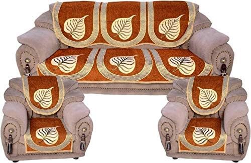 ELOHIM Luxurious Velvet 5 Seater Sofa Cover Set (Set of 12 Pieces), (Multi)