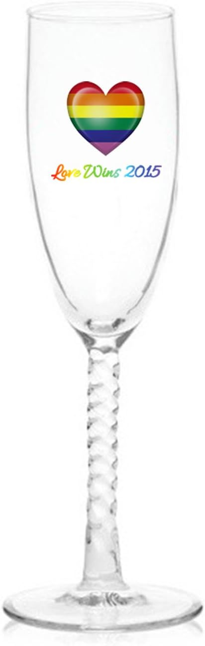 Love Wins 2015 Novelty Commemorative Limited Edition Champagne Glass, Gay Rights Rainbow Flute