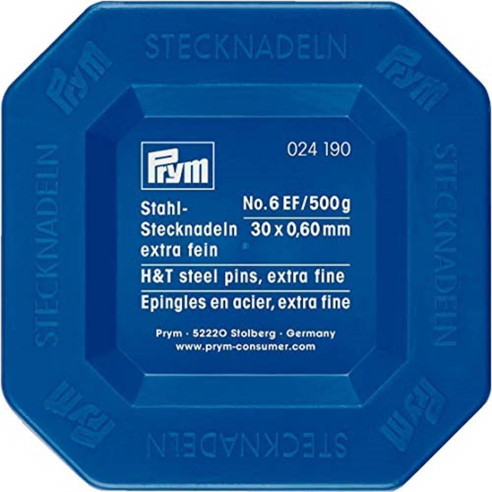 Prym 024190 Pins, 0.60 x 30 mm, Silver, 500 g, Plastic Box, Steel, 30 x 0.6 mm