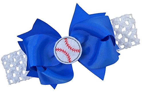 image for Baseball Team Fan Bow and Crochet Headband Fits Newborn to Toddlers Fu