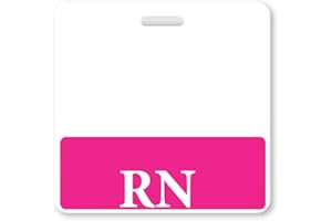 Pink RN Badge Buddy - HORIZONTAL- Heavy Duty Spill Proof & Tear Resistant Cards - Double Sided- Quick Role Identifier ID Buddies for Registered Nurse - Printed in The USA by Specialist ID, Single Item