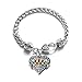 Autism Awareness Pave Heart Charm Bracelet Silver Plated Lobster Clasp Clear Crystal Charm