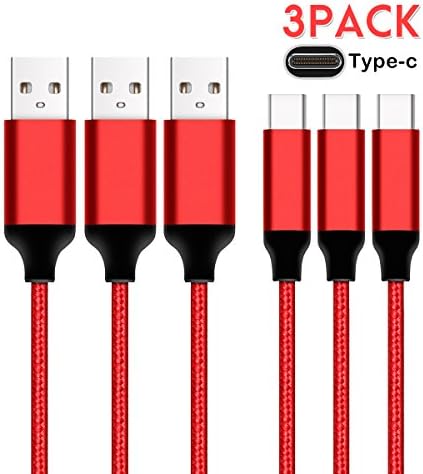 USB Type C Cable, FoolHome 3 Pack/6.5ft Nylon Braided Fast Charger Cord (USB 2.0) for Samsung Galaxy S8,S8 Plus,LG G6 G5,Google Pixel XL,Nintendo Switch,Nexus 6P,Macbook12 (Red)