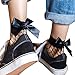 Kshion Women Ruffle Fishnet Ankle High Socks Mesh Lace Bow-Knot Short Socks (E)