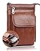 Hwin Small Crossbody Phone Purse, Leather Men Bag Compatible iPhone 8 7 Plus Holster Case Double Belt Loops Belt Pouch Waist Bag Mini Travel Shoulder Bag Samsung Note 8 5 S7 Edge Plus+Keyring Brown
