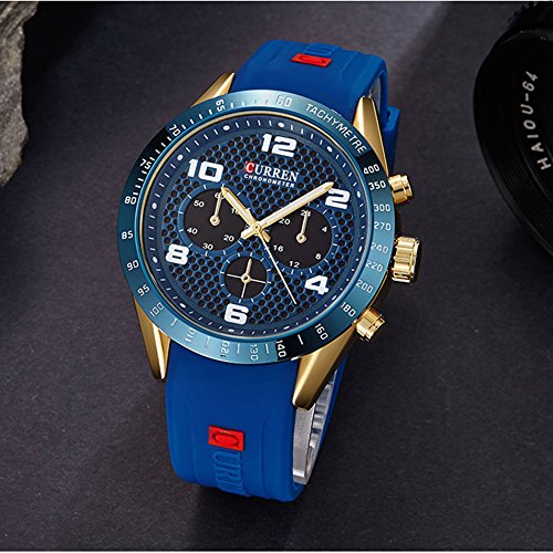 CURREN Relojes Hombre de la Marca de fábrica de la Correa de Silicona Reloj análogo de Cuarzo 8167 - Imagen 5