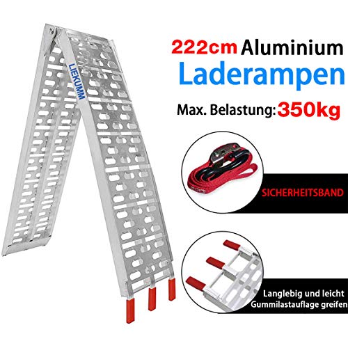 LIEKUMM 1x Klappbar Auffahrrampe, 340kg Faltbare Alu Verladerampe, 222.5CM Motorradrampe für Motorrad oder Mofa – Bild 5