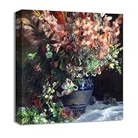 Canvas Wall Art Vase of Flowers by Pierre-Auguste Renoir Canvas Prints Home Artwork Decoration for Living Room,Bedroom - 12x12 inches