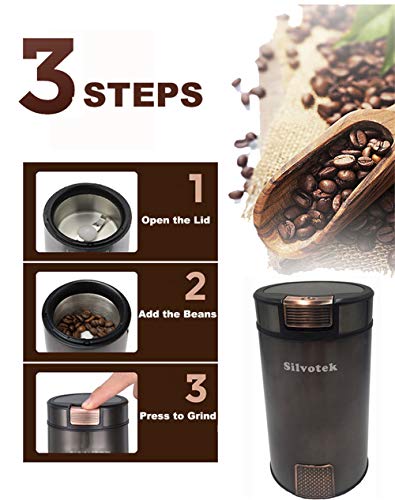 Elektrische Kaffeemühle - 200W Kaffeemühle Edelstahl Elektrische mit 70g Kapazität,Lebensmittelqualität… – Bild 4