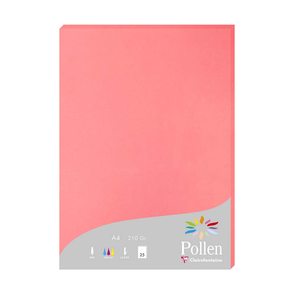 Clairefontaine 24235C Wallet of 25 Sheets Format A4 (21x29,7cm) 210gsm Lychee Invitation paper events correspondence Pollen range Premium smooth paper