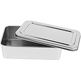UPKOCH Stainless Steel Loaf Pan with Lid 9.05X5.90X2.55 Inch Rectangular Metal Baking Tray Covered Bread Box for Cakes Desserts and Bread Baking