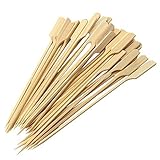 AxeSickle (8 Inch) Natural Bamboo String,100 Pcs Bamboo Picks Paddle Skewers BBQ Picks (100 Per Pack)
