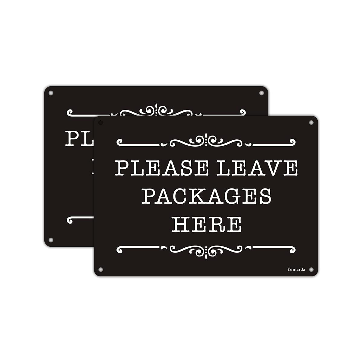 Please Leave Packages Here Sign,Yuntarda (2Pack) Reflective .40 Rust Free Aluminum Sign 18X25CM, UV Protected, Weather Resistant, Waterproof, Durable Ink, Easy to Mount
