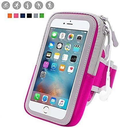 Phone Armband,Bomxy Sport Outdoor Adjustable Cell Phone Bag Key Holder for iPhone X iPhone 8/8 Plus iPhone 7/7 Plus 6/6s Plus,Samsung Galaxy Note 5 4Note Edge S5 S6 S7 Edge Plus(Rose-Pink)