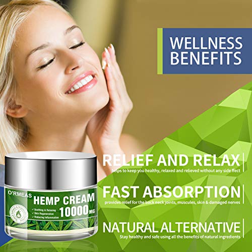 Natural Hemp Cream for Muscle,Joints,Hips,Back,Knees,Neck Natural Hemp Oil Extract Gel 10000 MG/ 4 oz