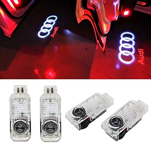 GANKING Car LED Door Logo Ghost Shadow Projector Laser Welcome Lights Symbol Emblem Courtesy Step Lights Ground Lamp Kit for Audi Series (4 Pack)