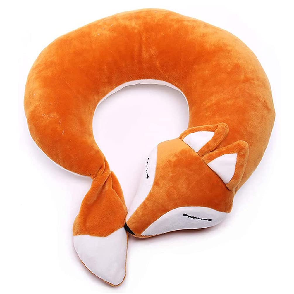 Maibar Travel Pillows for Kids Neck Pillow Animal Fox Cartoon Pillow Airplanes for Adult (Brown)
