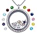 Beffy Happy Birthday Gift & Women Gift, Round Floating Living Memory Charm Lockets Necklace