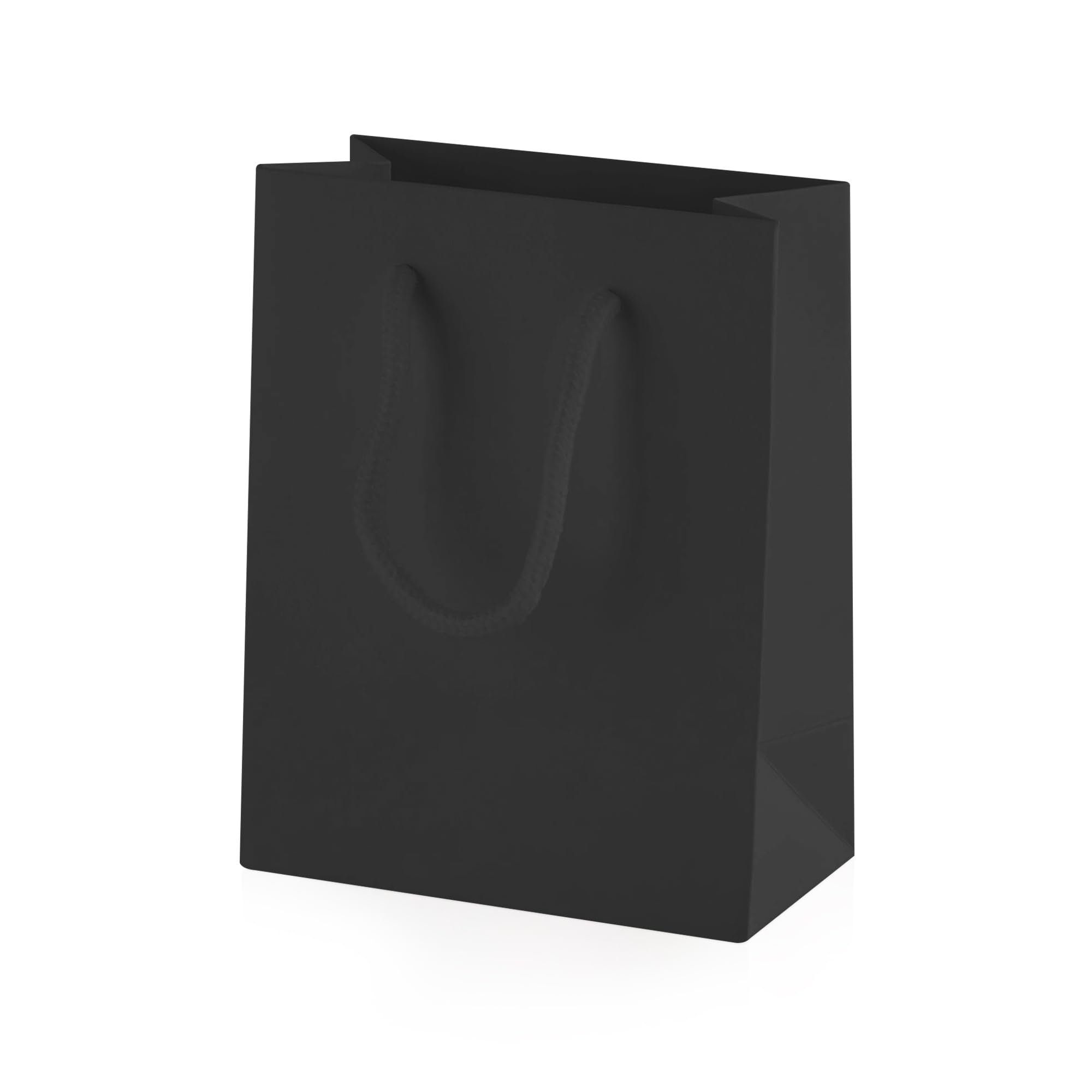 Thepaperbagstore 20× Black Extra Small Matt Gift Bags 11.5×14.5×6.5cm – 250 gsm Boutique Paper Bags with Rope Handles & Reinforced Base – Ideal for Gifts, Weddings, Retail & Corporate Use